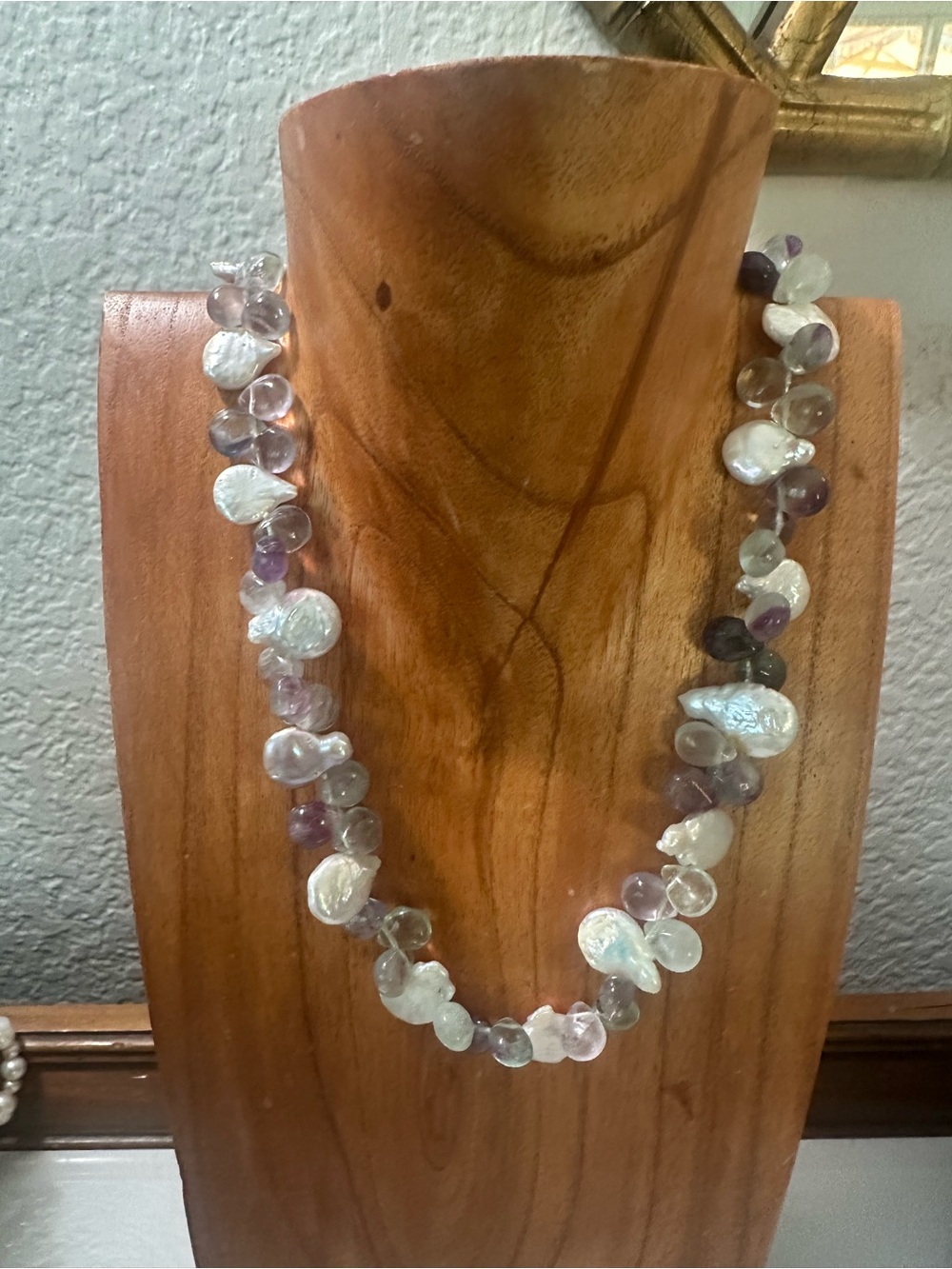 Freshwater Pearl and Amethyst Bead Necklace in White and Purple